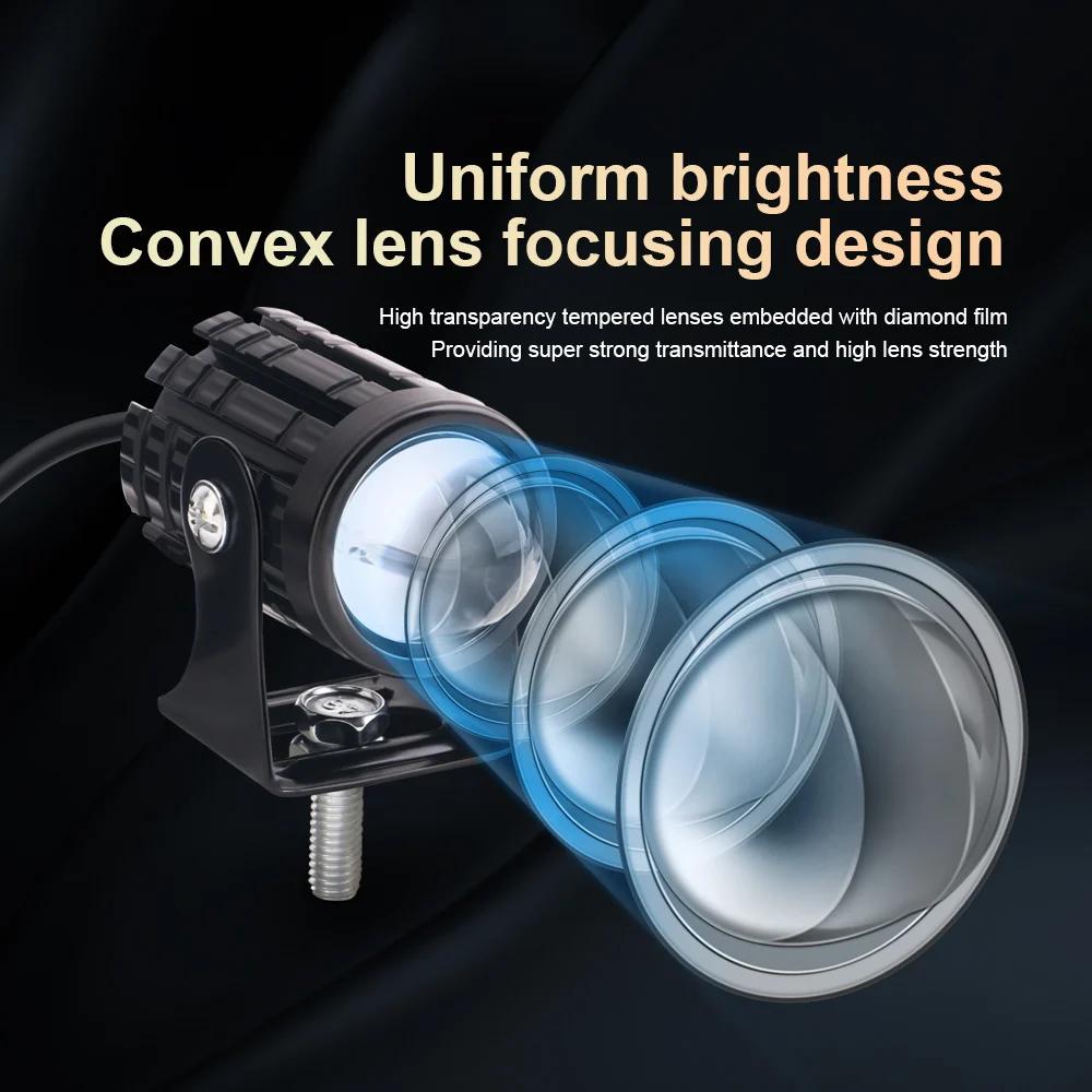 Motorcycle LED Headlight 24/12V for Truck Moto Trailer ATV Scooter Spotlights Fog Light Universal Mini Driving Light Dual Color