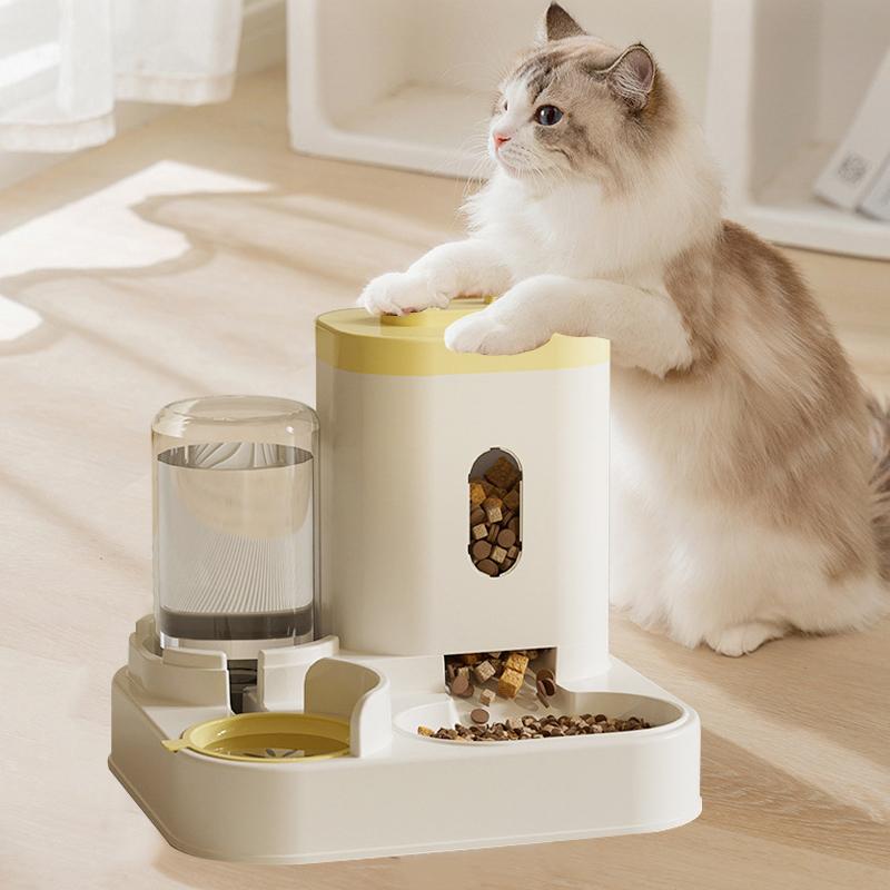 2 In 1 Automatic Pet Feeder Water Dispenser Set Gravity Dog Cat Food Water Bowl Large Capacity Auto Refill Feeding Drinking Stat