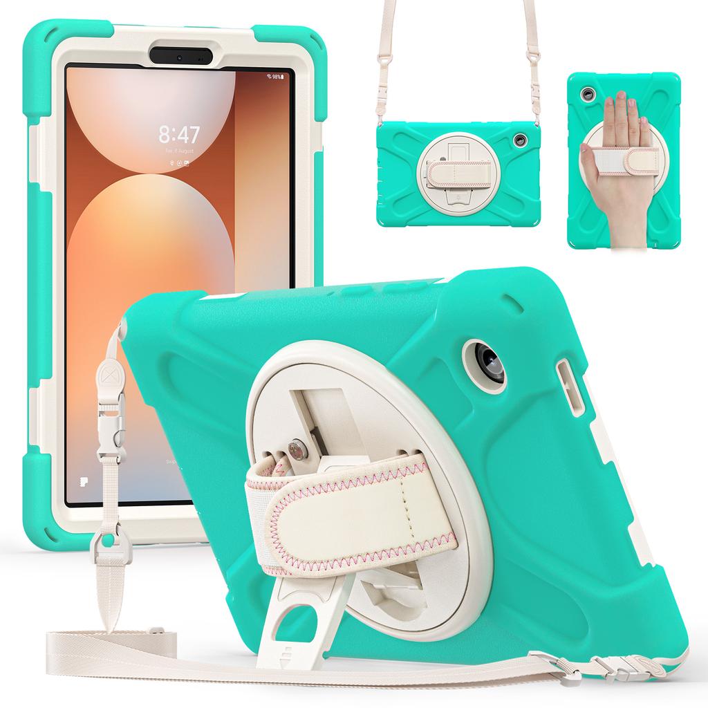 Kickstand Case for Samsung Galaxy Tab A11 2025 8.7 Inch SM-X133 SM-X135 360 Rotating 3-Layers Hybrid Cover with Shoulder Strap