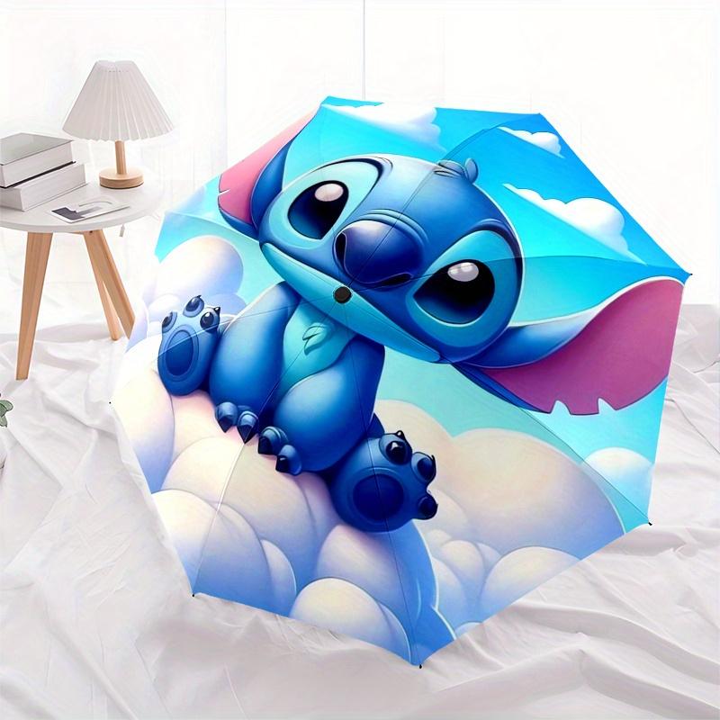Stitch,Cloud Automatic Folding Umbrella - Simple 8-Rib Design, Bright Cartoon Pattern, Durable Iron Frame, Suitable For Travel, Outdoor, Bea