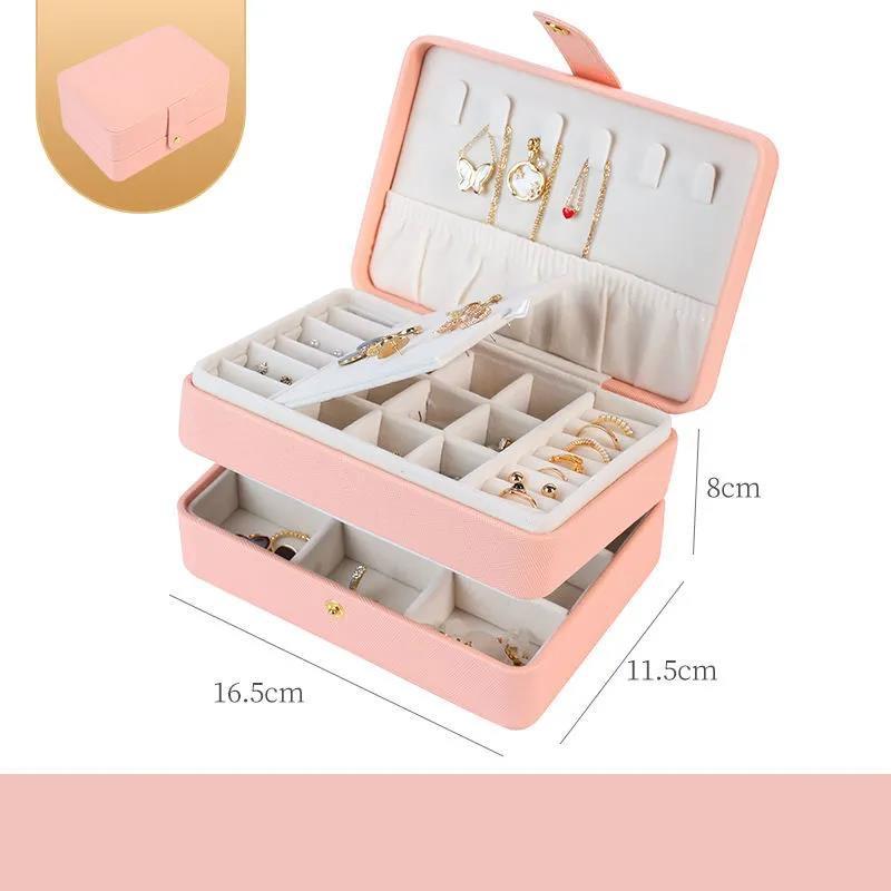 Трехслойная шкатулка для хранения ювелирных изделий, вместительная шкатулка для хранения ювелирных изделий с ящиком для сережек-гвоздиков
