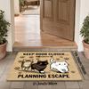 Funny Cat Doormat, Keep Door Closed Planning Escape Rug, Cute Kitten Entrance Floor Mat, Non-Slip Home Decor for Entryway