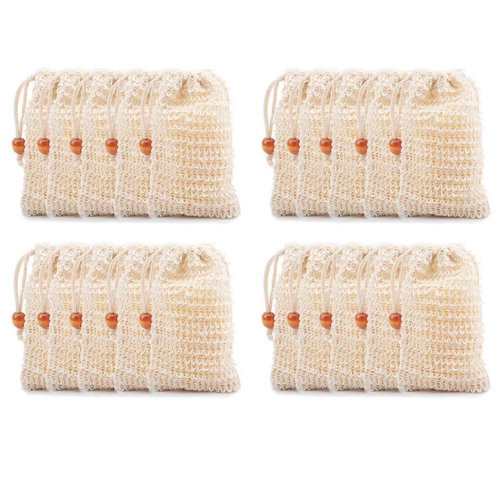 Soap Bags for Shower 120 Pack Natural Ramie Soap Saver Pouch Homemade Soap Mesh Bag with Drawstring