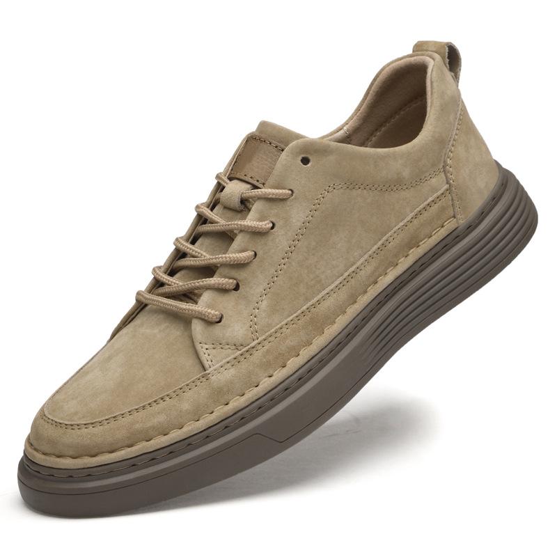 Plus Size Men's Skate Shoes, Size 47, Pigskin Top Layer, British Style, Thick Sole, Youth Casual Fashion Sneakers
