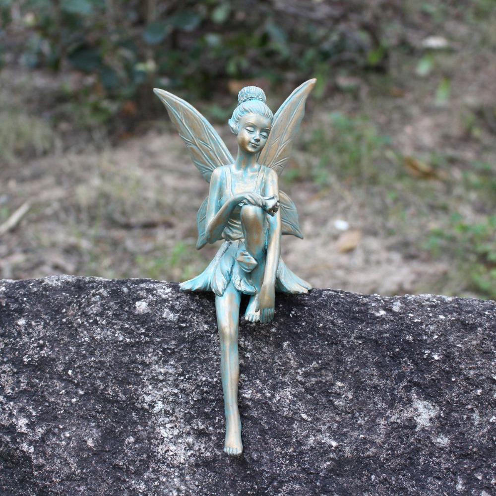 Изделия из смолы Сидящая фея цветов Фигурка Ретро Скульптура феи для подарка друзьям