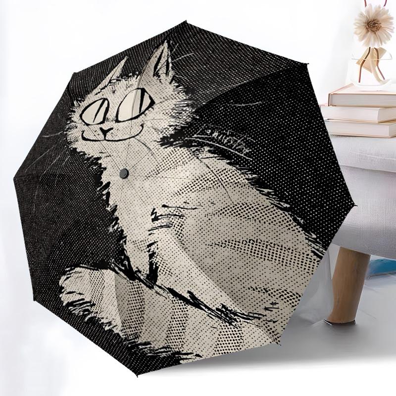 1pc Cat Whiskers Automatic Open/Close Umbrella, Portable Folding Umbrella, Compact Travel Umbrella for133