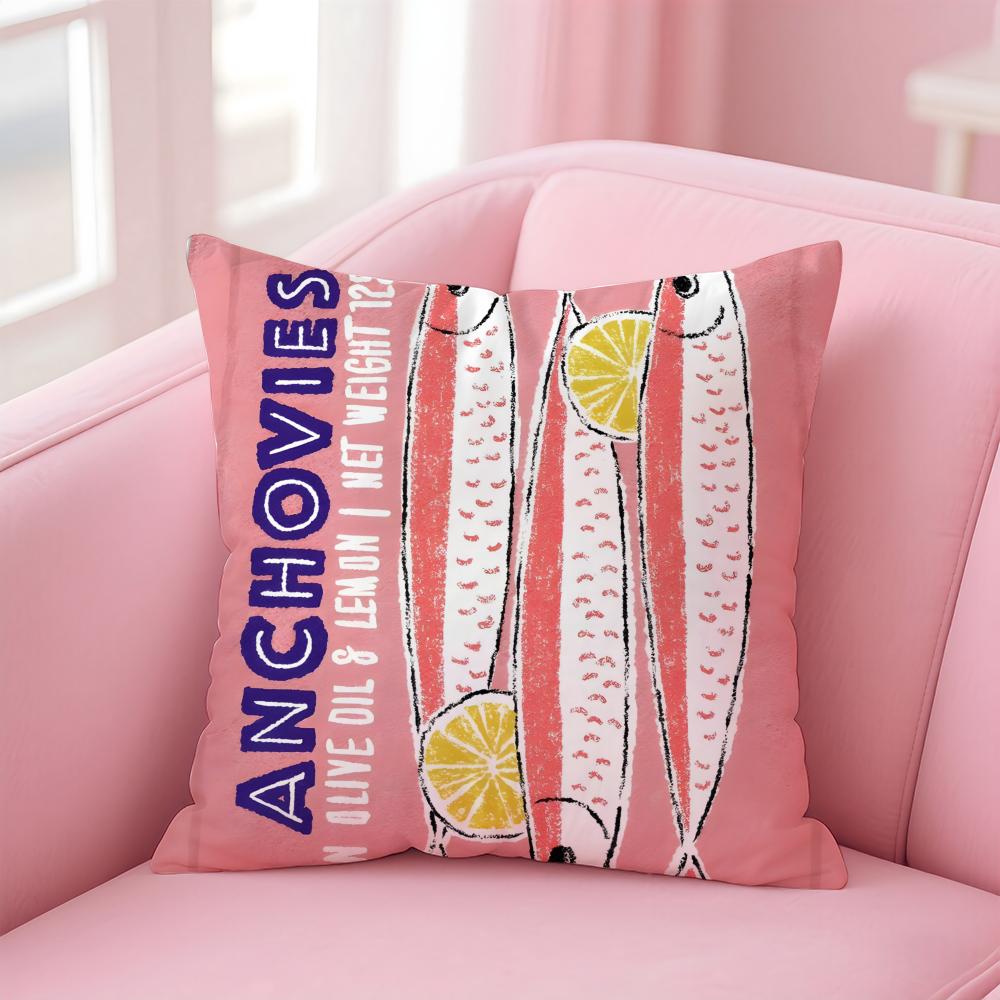 Colorful SardineS Fantasy Patterns Cushion Cover Pillowcase Short Plush Invisible zipper Room Sofa Cushion Cover