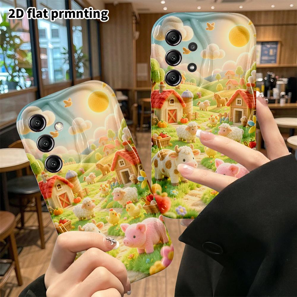 Phone Case: 2D flat, suitable for Samsung Galaxy A34 A35 M05 M06 S20 S22 S21 FE Plus 5G protective case, plush farm, perfect Christmas and Halloween h