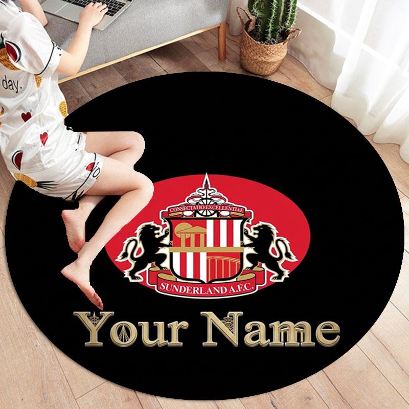 Sunderland A.F Custom Name Round Area Rug,Carpet Rug for Living Room Bedroom Sofa Playroom Decor,Non-slip Floor Mat