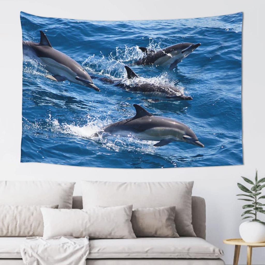 Ocean Dolphin Tapestry Wall Hanging Funny Sea Life Tapestry Wall Hanging Bedroom Whales Dolphin Wall Tapestry Living Room Decor