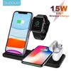 Подставка для быстрого беспроводного зарядного устройства Qi 15 Вт для iPhone 11 12 X 8 iWatch 4 в 1 Складная зарядная док-станция для Airpods Pro iWatch