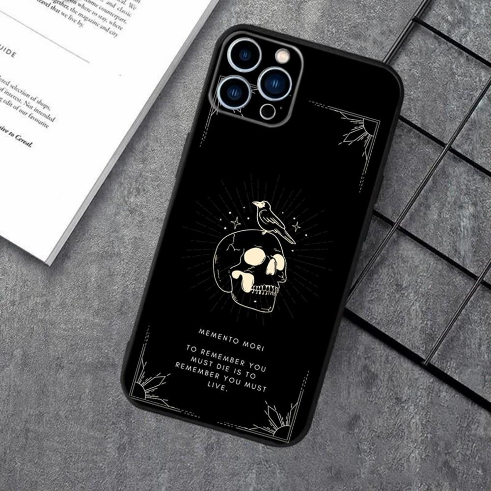 Чехол для телефона Memento Mori для Apple iPhone 15,14,13,12,11,XS,XR,X,8,7,Pro,Max,Plus,mini Силиконовый Черный Чехол