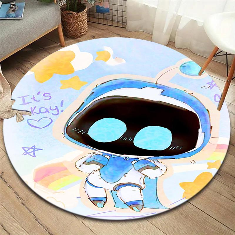 Круглый ковер ASTRO BOT, Ковер для гостиной, спальни, дивана, игровой комнаты, Декор, Нескользящий коврик для пола