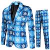 Print Suits Fashion Merry Christmas Men's Suits Jackets Casual Suit 2 Piece Suits(Blazers + Pants) Christmas Gift Set Men's Christmas Print Set Party