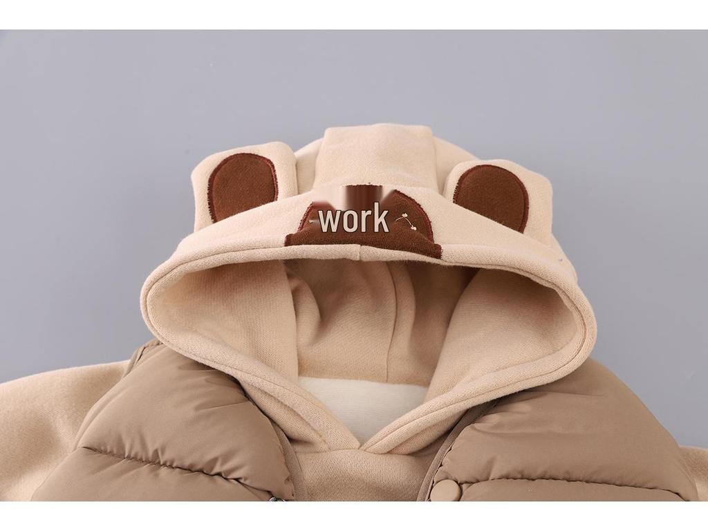 2025 Детский хлопковый трехпредметный комплект на флисовой подкладке – Модный зимний жилет и наряд для мальчиков