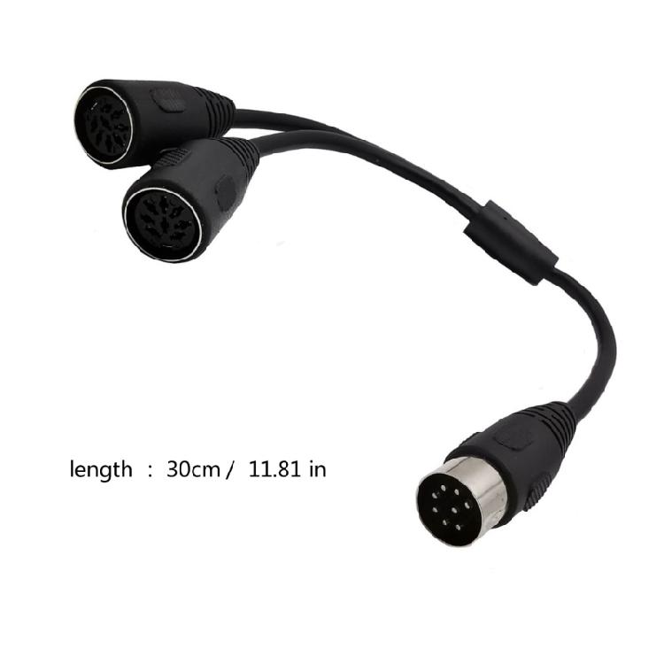 8 Pin DIN Splitter Cable 1 Male to 2 Female Y Adapter Cable for Sound and Video