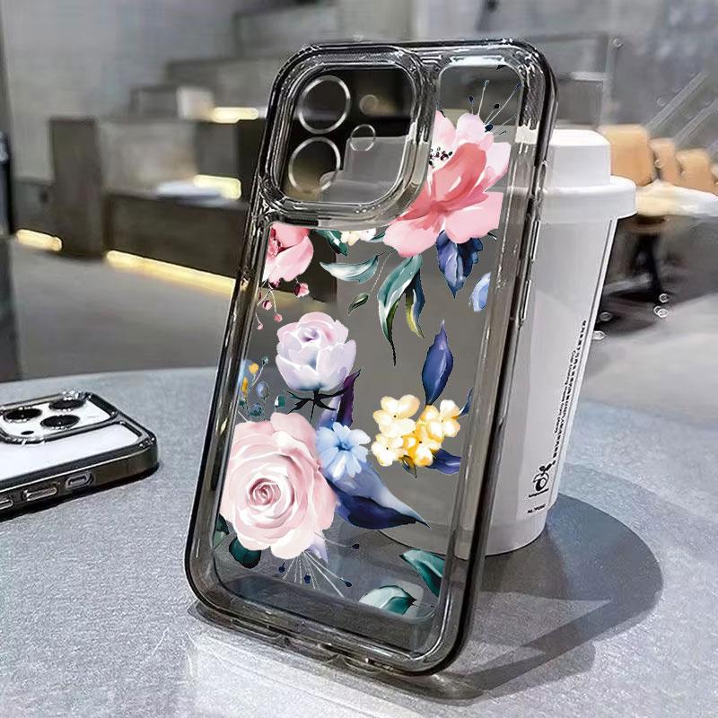 Прозрачный чехол для телефона с цветком лотоса Для iPhone 11 Чехол iPhone 13 14 12 15 16 Pro Max XR XS X 7 8 Plus SE 2020 Ударопрочный чехол