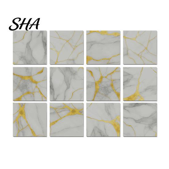 Peel And Stick Marble Tiles 12PCS Imitation Pattern Wall Stickers, Self-Adhesive Waterproof EVA Realistic Stone Texture Stickers Tiles, Scratch