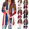 Women's Fashion Casual Printed Medium Length Cardigan Jacket Coat