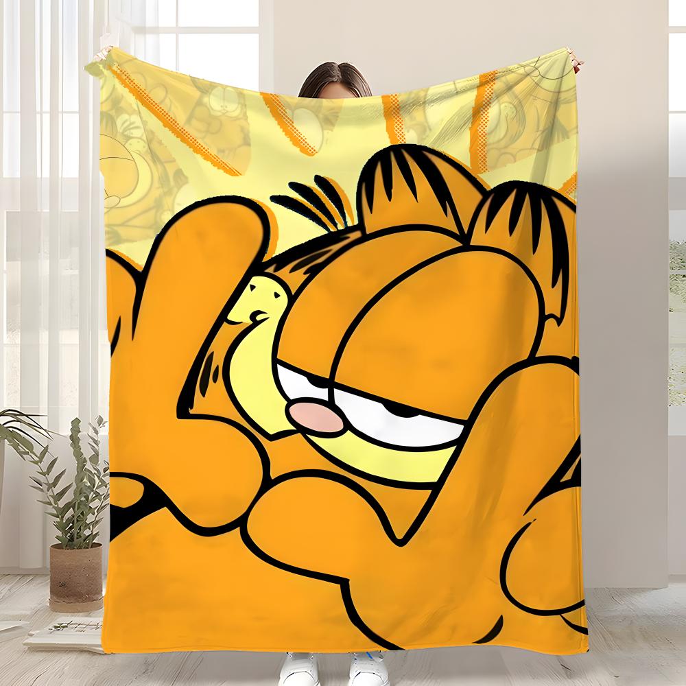 YELLOW CAT Garfield Throw Soft Coral Fleece Blanket 310gsm Fluffy Warm Throw for Sofa Bed Couch Bedroom Decor