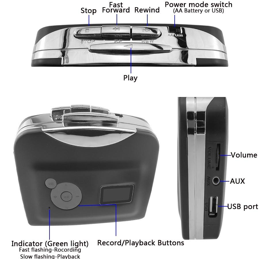 Высококачественный Walkman Музыкальный Диктофон Автономный Кассетный Плеер Портативный Конвертер Кассетной Ленты в MP3