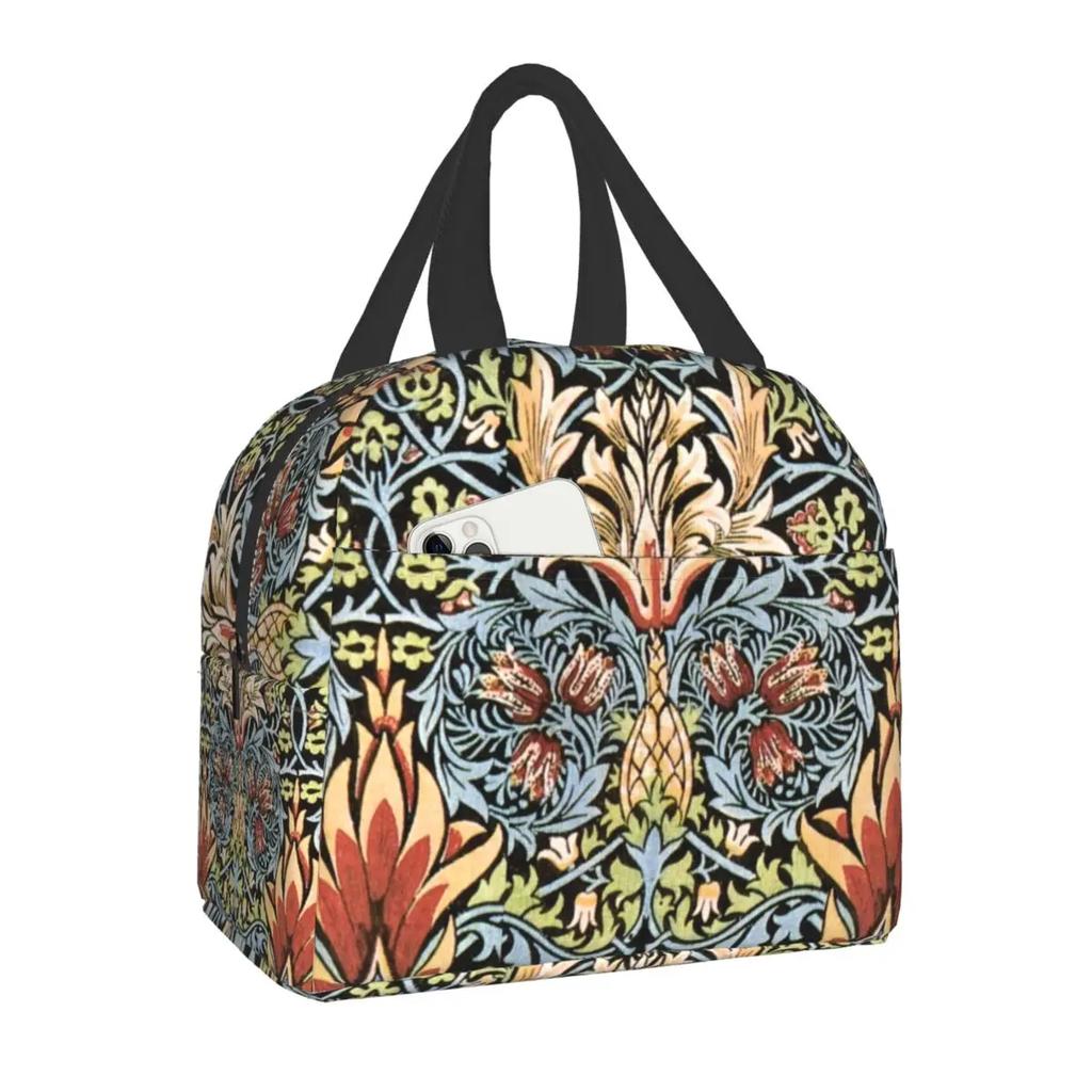 William Morris Цветочный текстильный принт термоизолированная сумка для ланча женская портативная коробка для ланча для детей школьные многофункциональные сумки для еды
