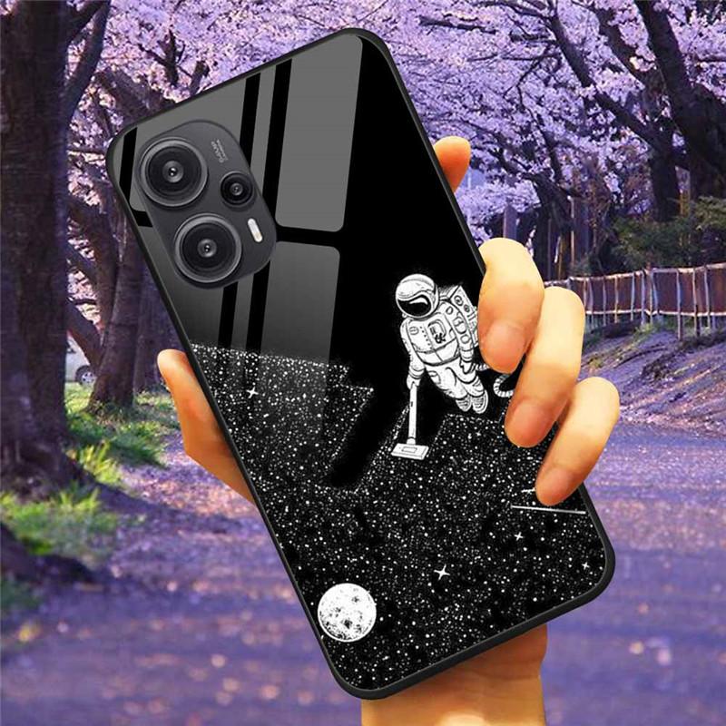 Для Xiaomi Poco F5 5G / F5Pro Чехол Закаленное Стекло Озеро Луна Жесткая Защитная Крышка для POCO F5 Pro Capas Funda на PocoF5 Роскошный Coque