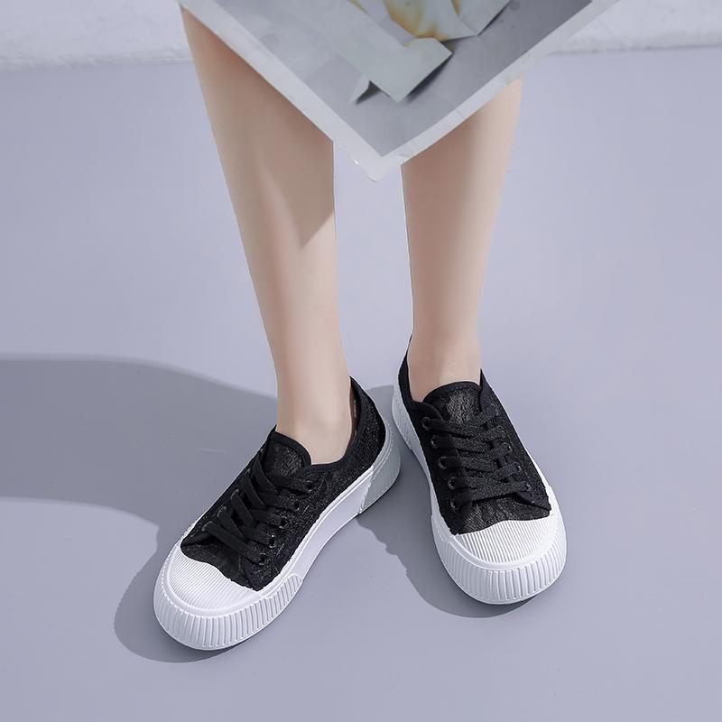 Мода 2024 года, новые летние женские кружевные полые удобные толстые подошвы для спорта на открытом воздухе и повседневной обуви
