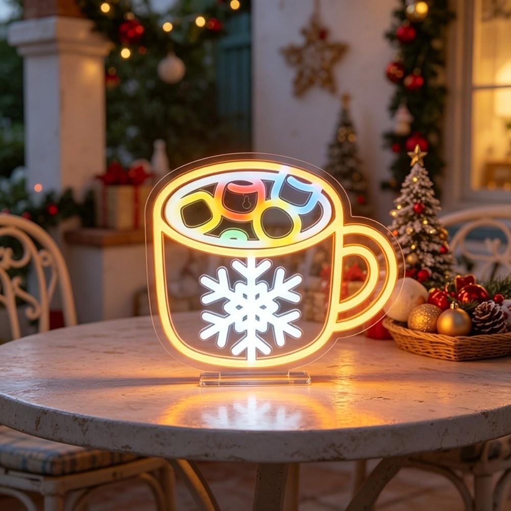 Luminous Christmas Neon Sign USB-powered Xmas Shaped Light Atmosphere Signboard Camper