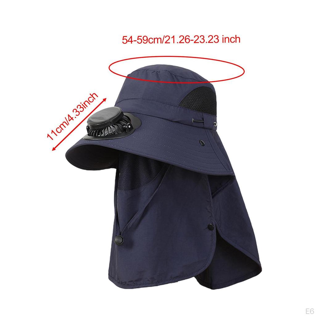 Outdoor Hat with Fan Bucket Lightweight Breathable Wide Brim Sun Protection