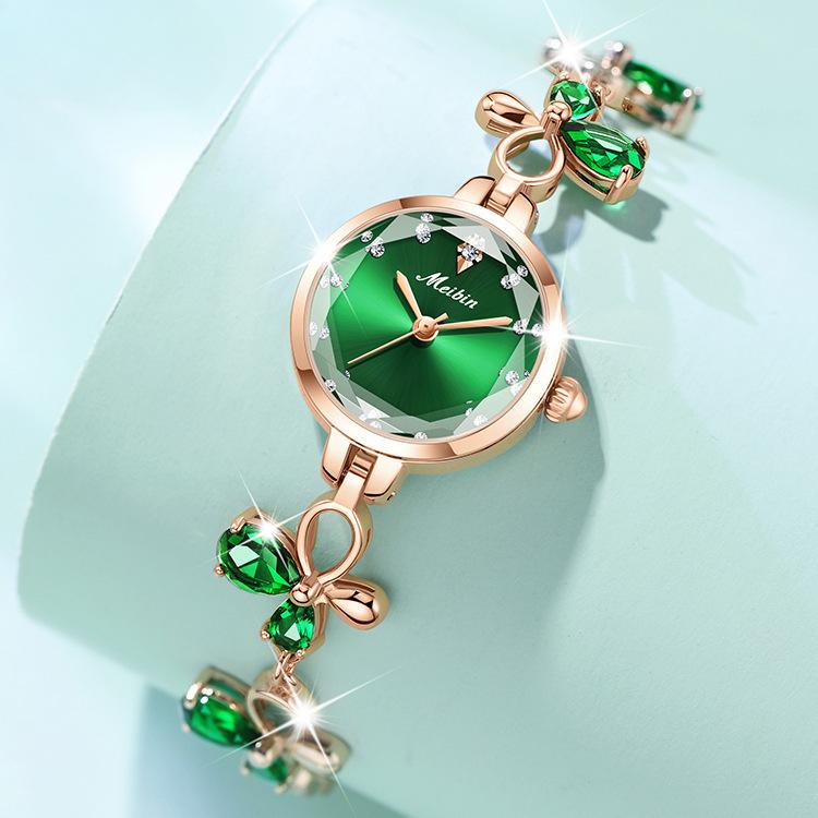 Модный браслет женские часы темперамент огранка маленький циферблат кварцевые бабочки браслет со стразами часы