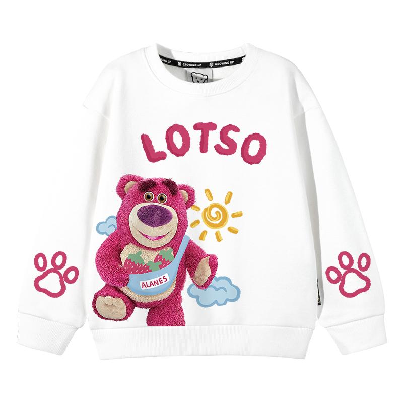 MINISO Новый стиль Весна-Осень Мягкий и милый Мультяшный Аниме Клубничный Медведь Периферия Круглый вырез Пуловер для девочек Детская толстовка