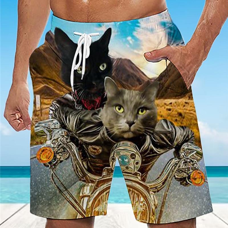 Мужские Плавки Шорты для плавания Boardshorts с животным Котом Смешные Средняя посадка Уличный стиль