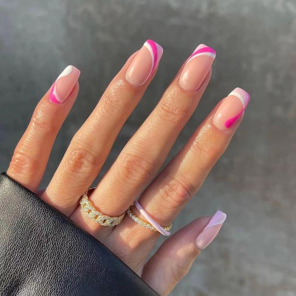 24pcs/Box Press On Nails Artificial Full Cover Wearable Fake Nails Nail Tips Square Head False Nails