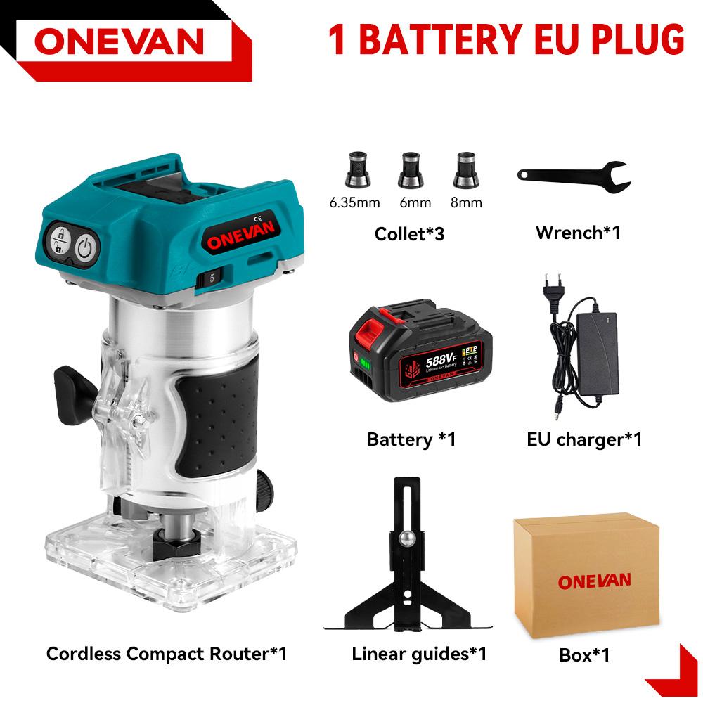 ONEVAN 5-скоростной бесщеточный электрический ручной триммер 1600 Вт беспроводной фрезер по дереву деревообработка гравировка прорезка пазов для Makita 18 В аккумулятор