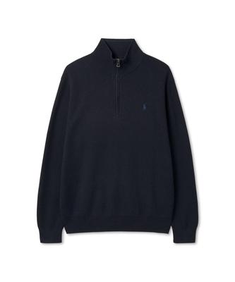 POLO RALPH LAUREN Cotton Quarter Zipper Sweater - Navy