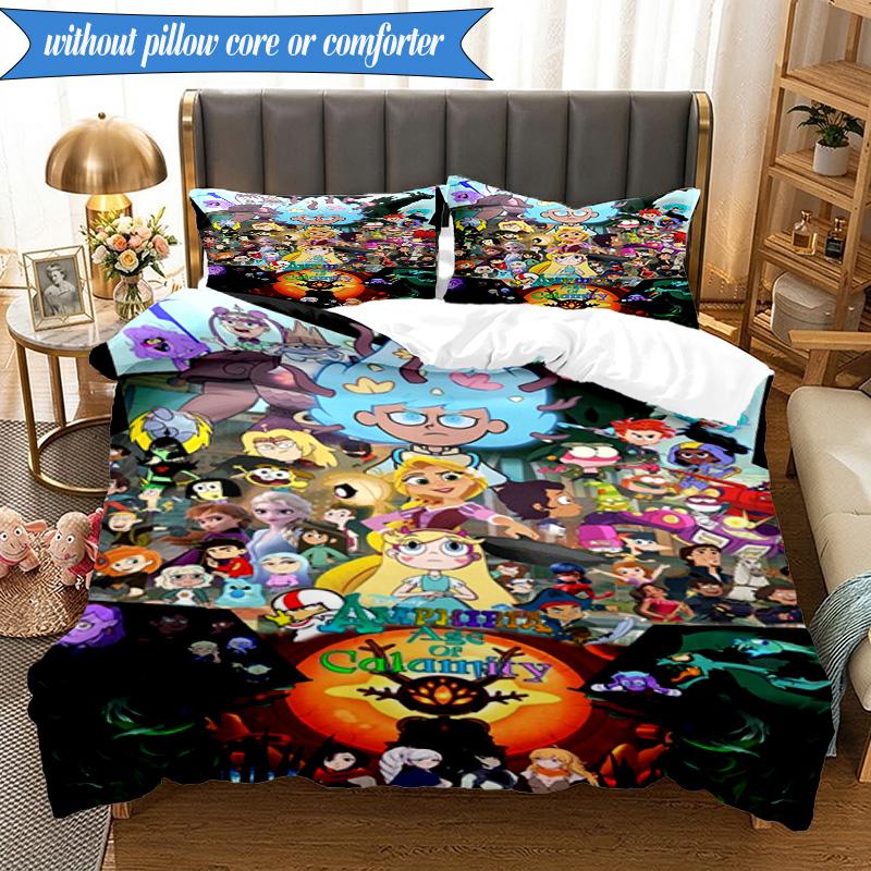 3PCS Owl Adventure In Colorful Land Bedding Set,Including 1pc Duvet Cover And 2pcs Pillowcases Perfect for Bedroom, Dormitory, Fan Christmas gift