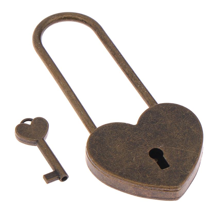 1 Set Metal Heart Shaped Padlock Antique Style Love Lock Set With Key Wedding Valentine'S Day Gifts Couple Wishing Lock