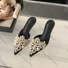 Fashion 2025 Women's Summer New High-heeled Thin-heeled Rhinestone Pearl Lace Bag Head Pointed Sandals