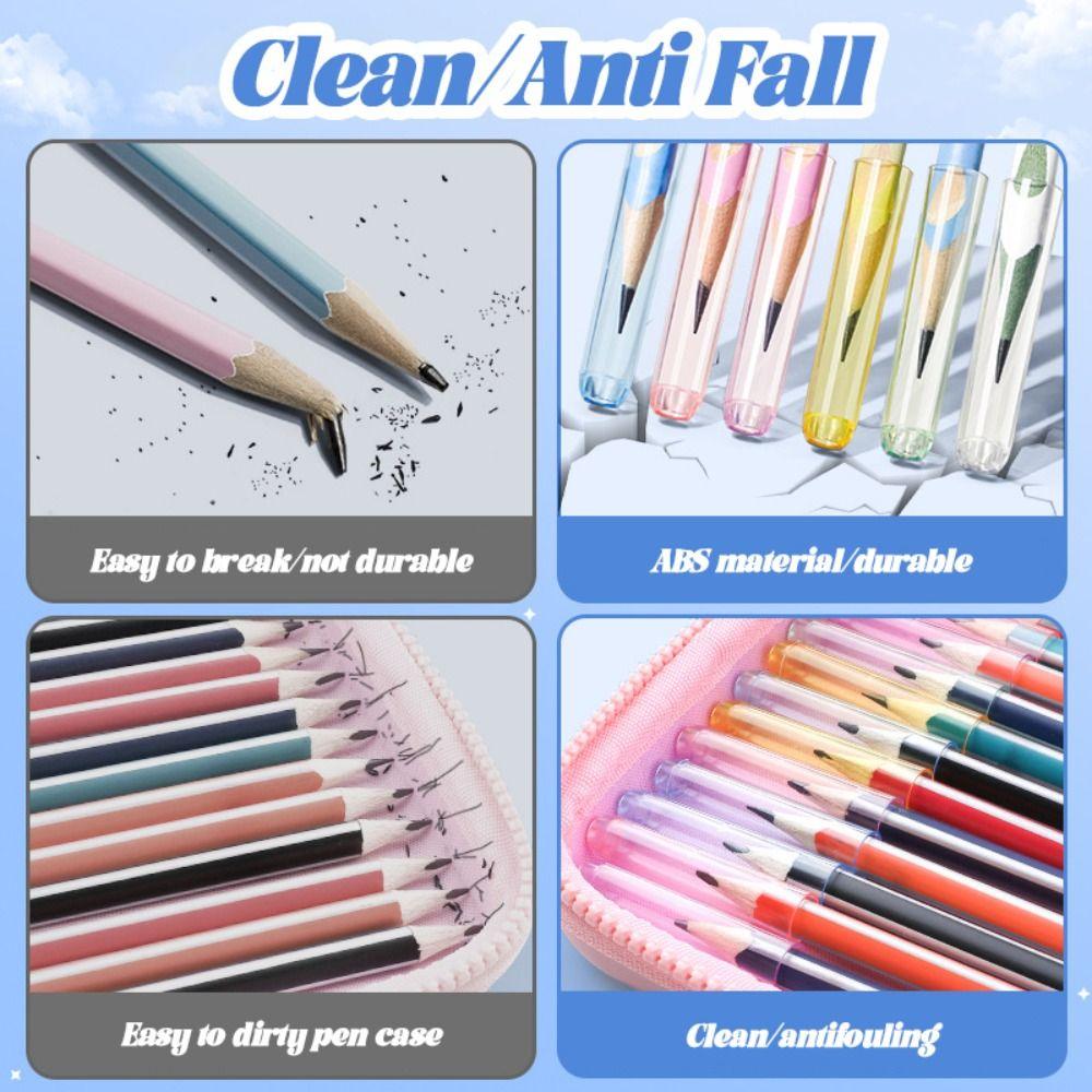 35PCS/Box Solid Color Pencil Protective Case Plastic Pen Tip Protector  Gift
