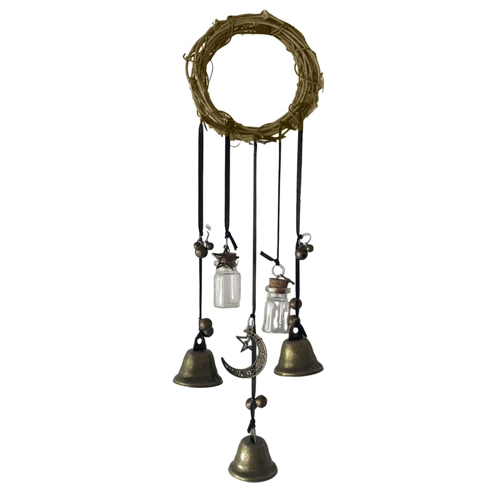 2PCS Handmade Hanging Witch Bell Protection Door Hanger Witch Wind Chime Wreath Magic Wind Chime Pendant Home Door Craft Decor