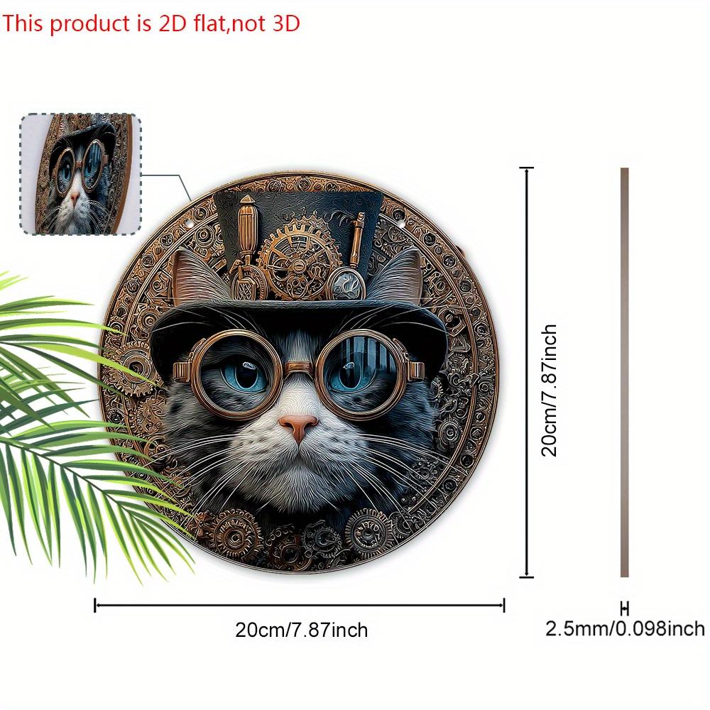 Ретро Деревянная Табличка с Рисунком Крутого Кота - Уникальные Настенные Фронтоны - Идеально для Входной Двери, Двора, Настенного Декора