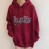 Women Long Sleeve Hooded V Neck Loose Pullovers Female Tops Solid Color Sweatshirts