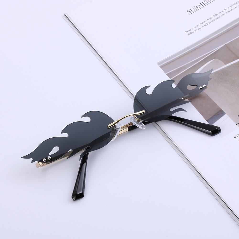 UV 400 Trending Eyewear Fashion Sunglasses Wave Sun Glasses Fire Flame Rimless