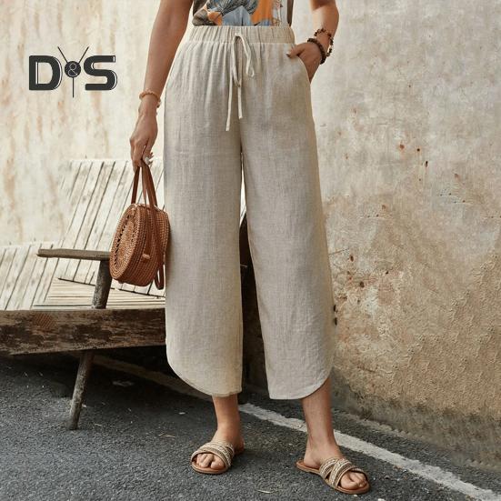 Женские брюки, регулируемые, с эластичной резинкой на талии, повседневные брюки, однотонные, широкие, свободные брюки, повседневная одежда