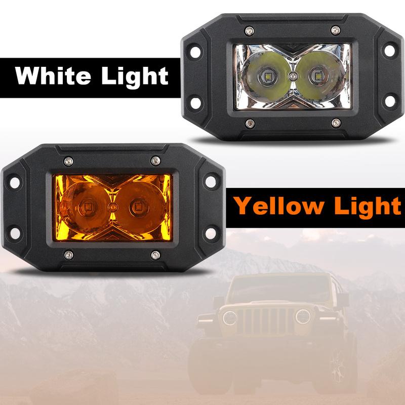 LED Flush Pods Work Light Off-road Flush Mount Led Fog Lights For Car Motorcycle ATV UTV SUV Tractor 4x4 Truck Yellow Spot Beam