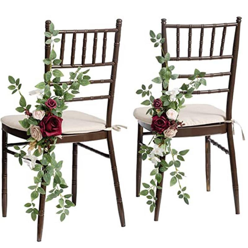 2 шт./компл., украшения для свадебного прохода, стулья, задняя скамья, композиция из цветов розы для уличного декора для свадебной церемонии, празднования