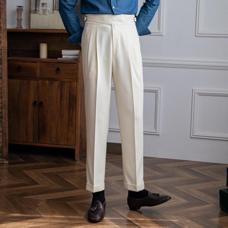 Autumn/Winter Italian High-Waist Straight-Leg Trousers - Men's Casual Versatile Style