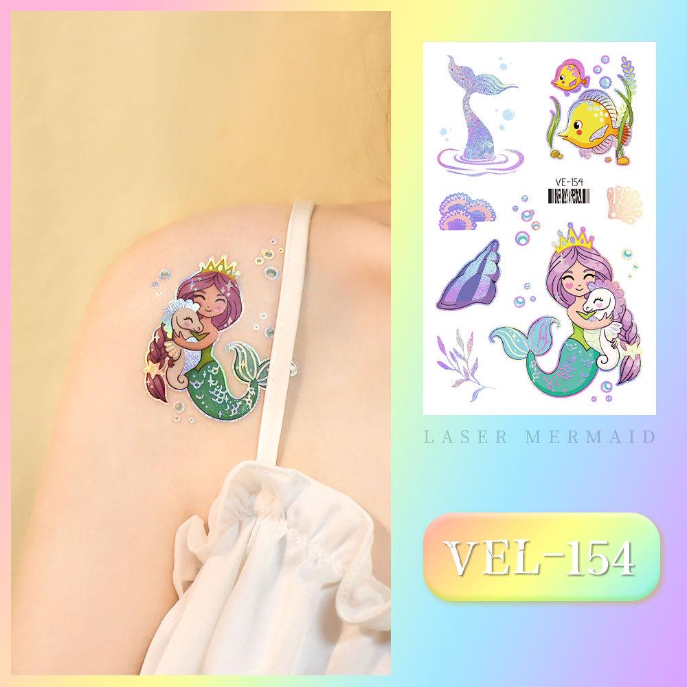 Waterproof Kids' Cartoon Tattoo Stickers: Princess, Butterfly & Mermaid Series