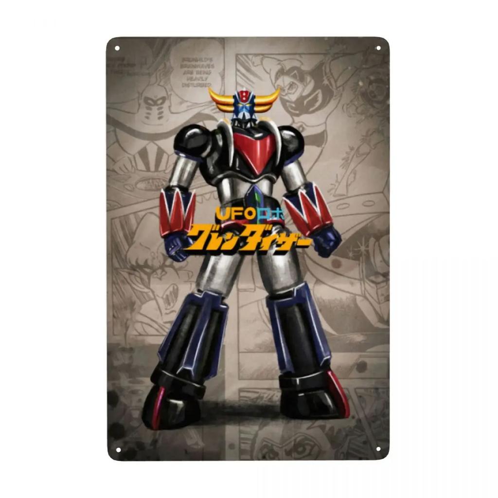 Винтажная металлическая табличка с изображением безумного робота Мазингера Z, персонализированная табличка с изображением Грендайзера из аниме и манги, декор для кафе, настенное украшение, декоративное искусство.